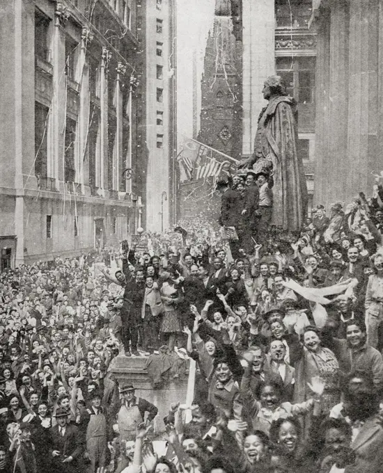 VE-Day in New York, 8 May, 1945.  From The War in Pictures, Sixth Year.