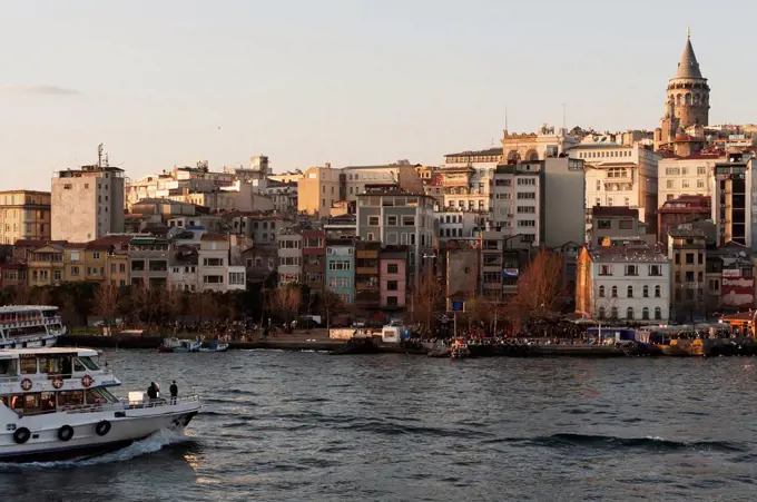 Cityscape Along The Bosphorus River, Istanbul Turkey