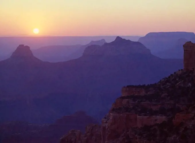 Sunset over buttes, Grand Canyon National Park