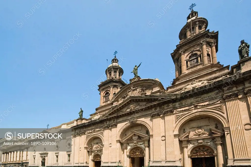 The Metropolitan Cathedral dating from 1745, Plaza de Armas, Santiago, Chile, South America