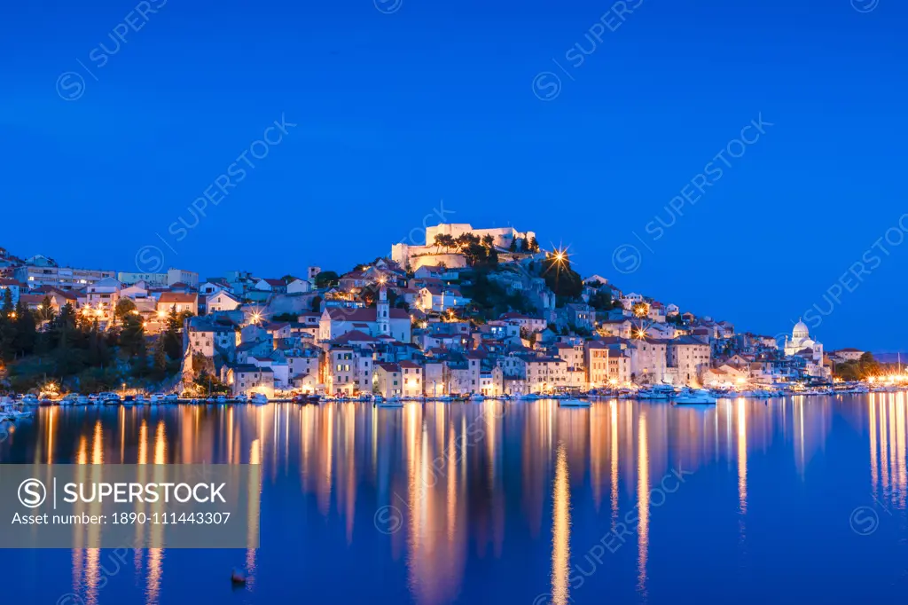 St. Michael's Fortress and Sibenik Harbour, Sibenik, Dalmatian Coast, Croatia, Europe