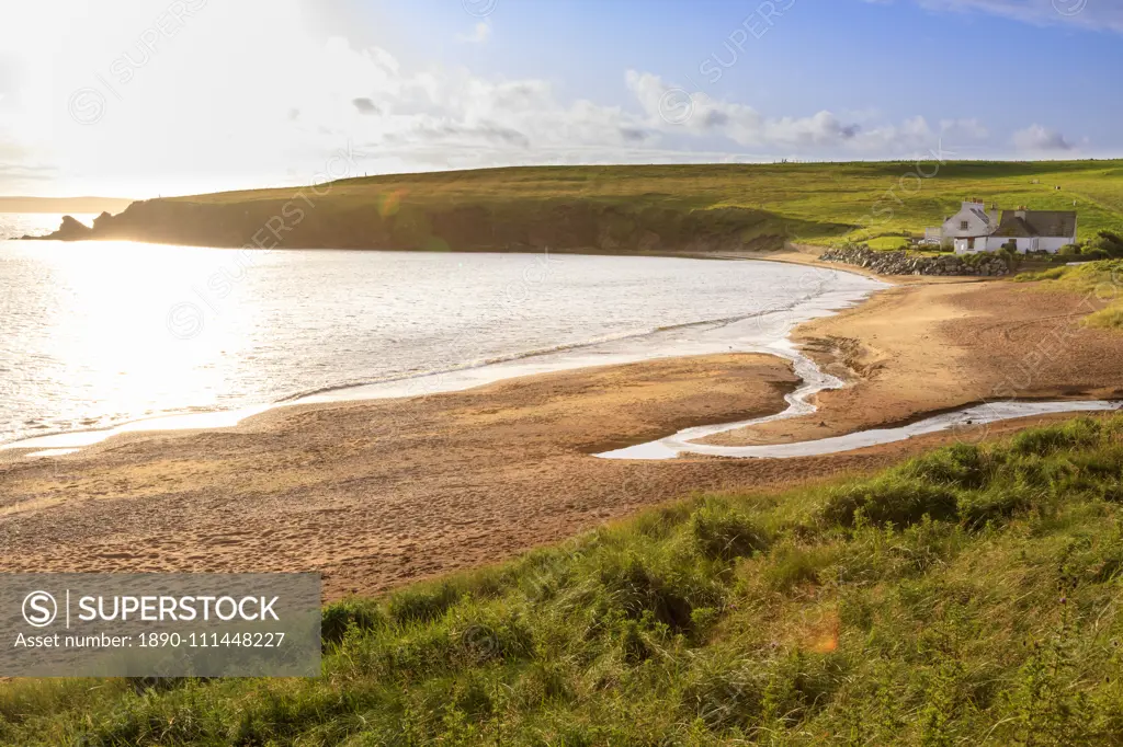 Red sand granite beach, unusual geology, coastal views, Reawick, West Mainland, Shetland Isles, Scotland, United Kingdom, Europe