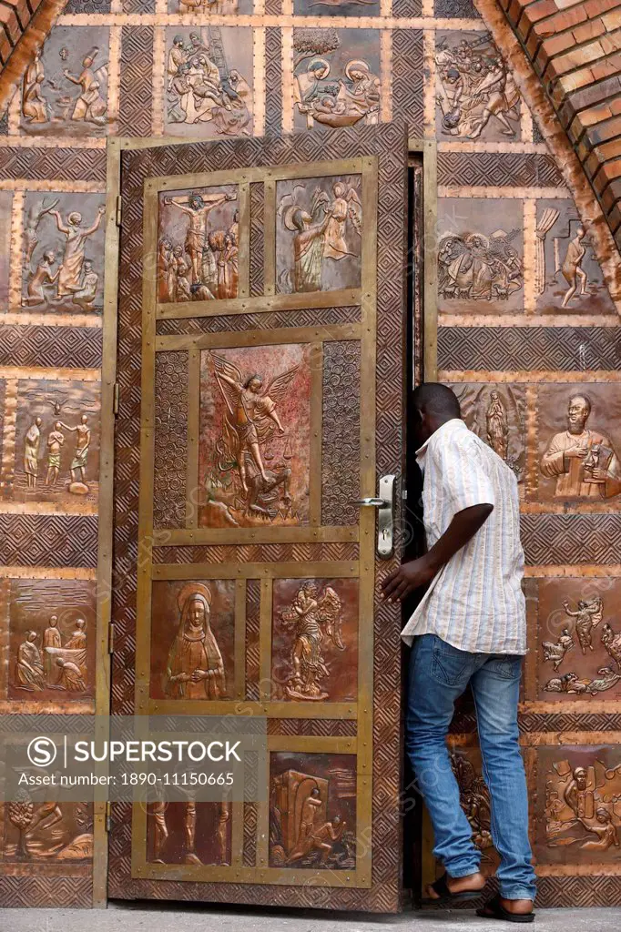 Gate, St. Anne's Basilica, Brazzaville, Congo, Africa