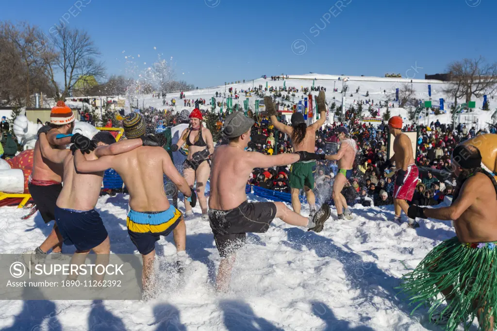 Bain de Neige (Snow Bath), Quebec Winter Carnival, Quebec City, Quebec, Canada, North America