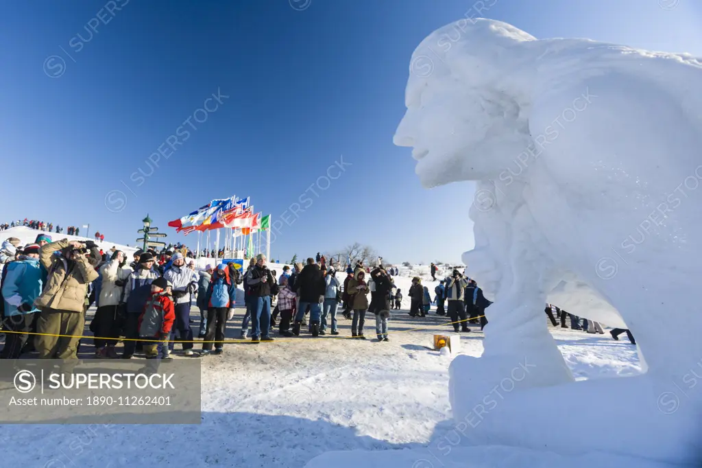 Ice sculpture, Quebec Winter Carnival, Quebec City, Quebec, Canada, North America