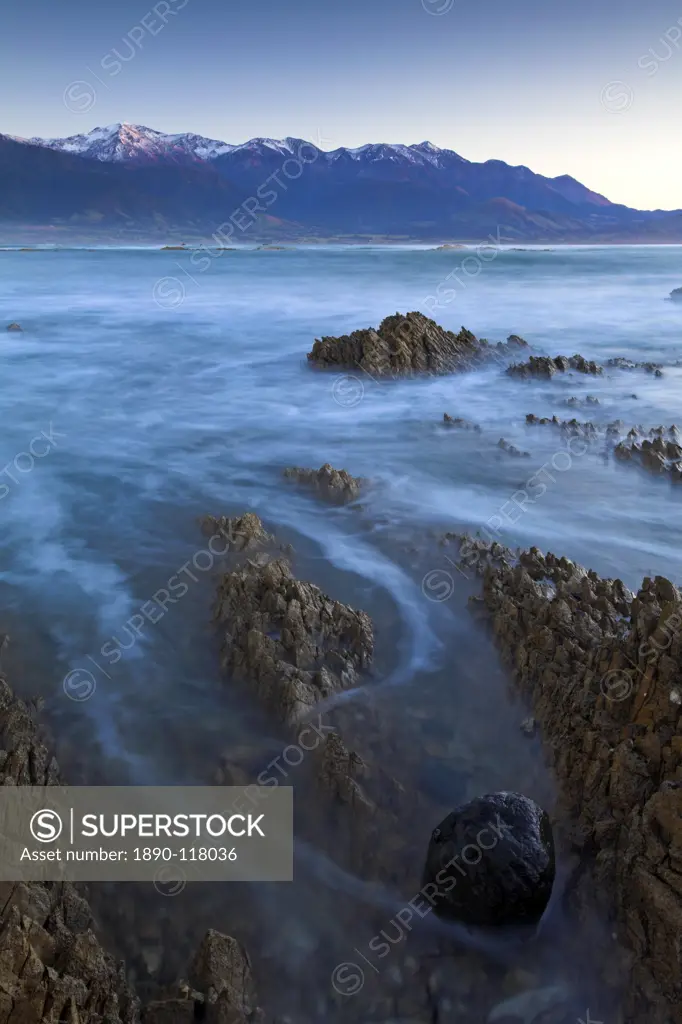 Jagged rock formations on the Kaikoura coast, Kaikoura, South Island, New Zealand, Pacific