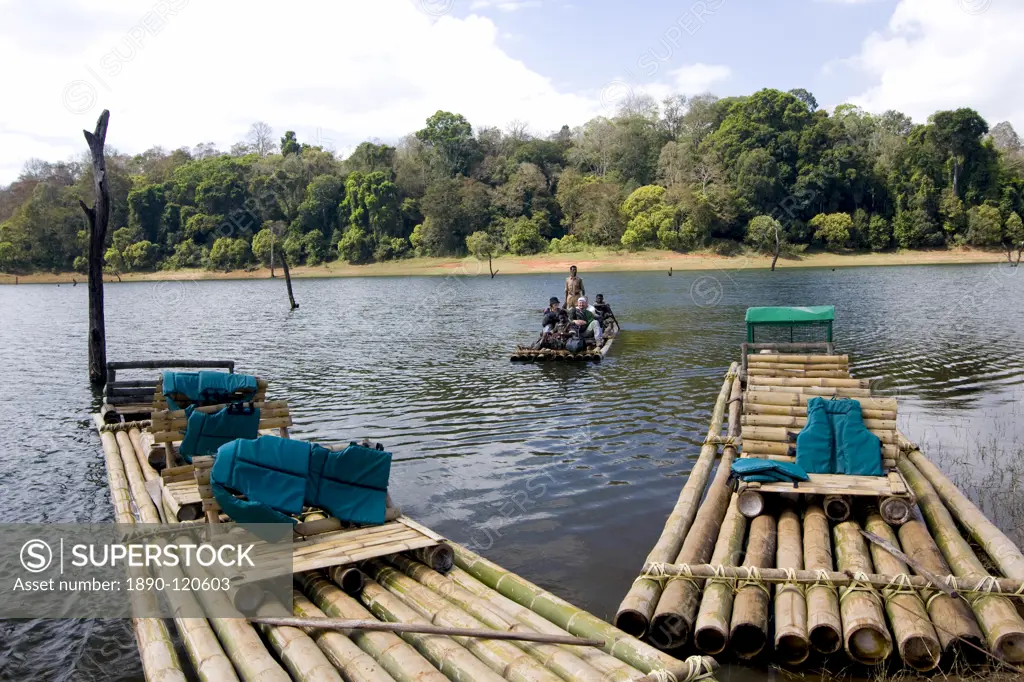 Bamboo rafting, Periyar Tiger Reserve, Thekkady, Kerala, India, Asia