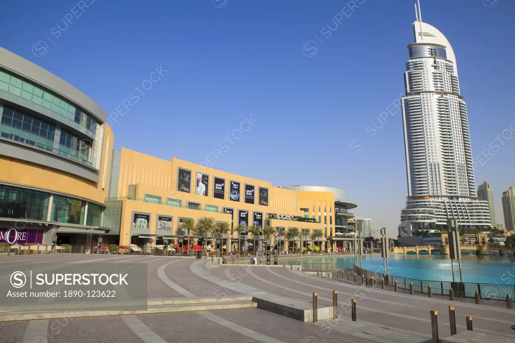 Downtown Dubai district, Dubai Mall, The Address Tower and Souk Al Bahar, Dubai, United Arab Emirates, Middle East