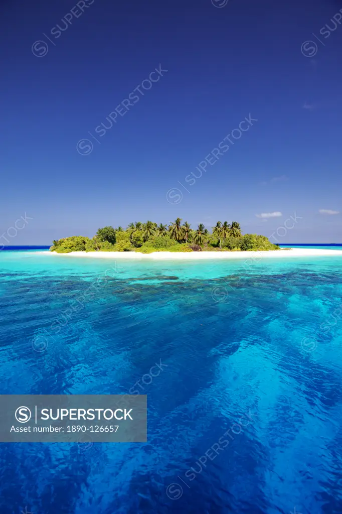 Tropical island and lagoon in Maldives, Indian Ocean, Asia