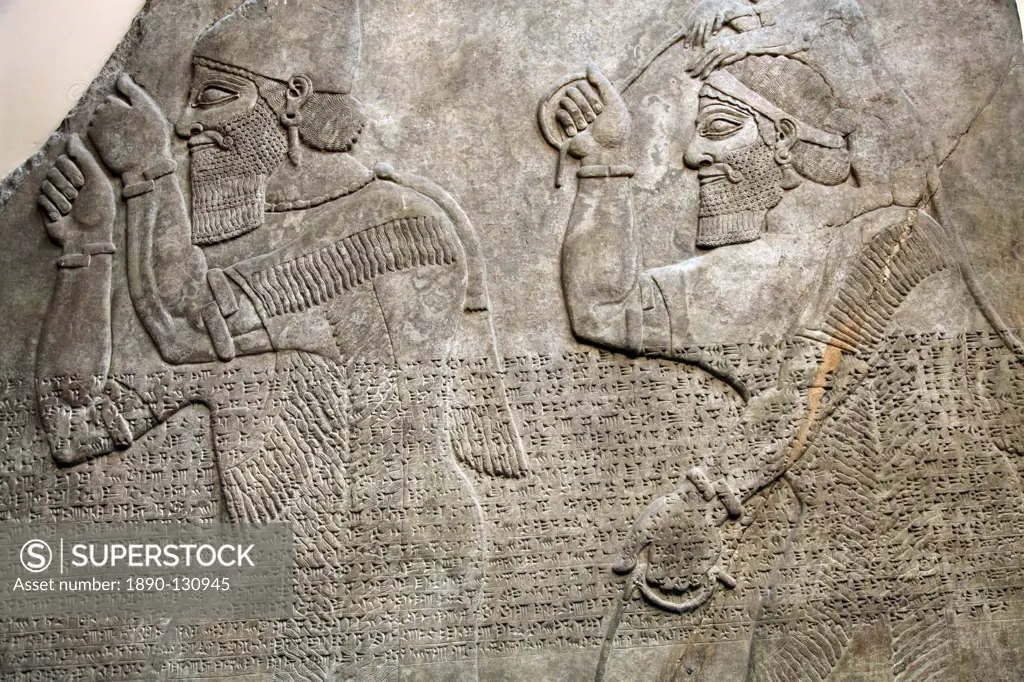 Tablet depicting Assyrian tribute bearers, British Museum, London, England, United Kingdom, Europe