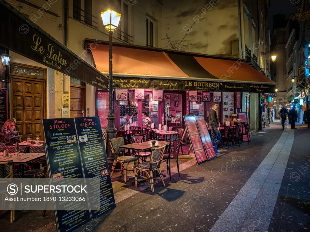 Parisian cafe and street scene, Paris, France, Europe