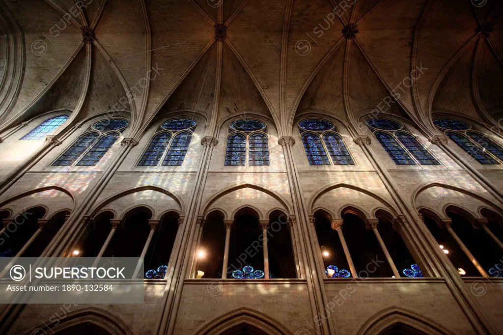 Notre_Dame de Paris cathedral nave, Paris, France, Europe