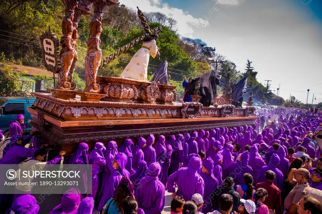 Holy Week Carpetas Parade, Antigua, Guatemala, Central America