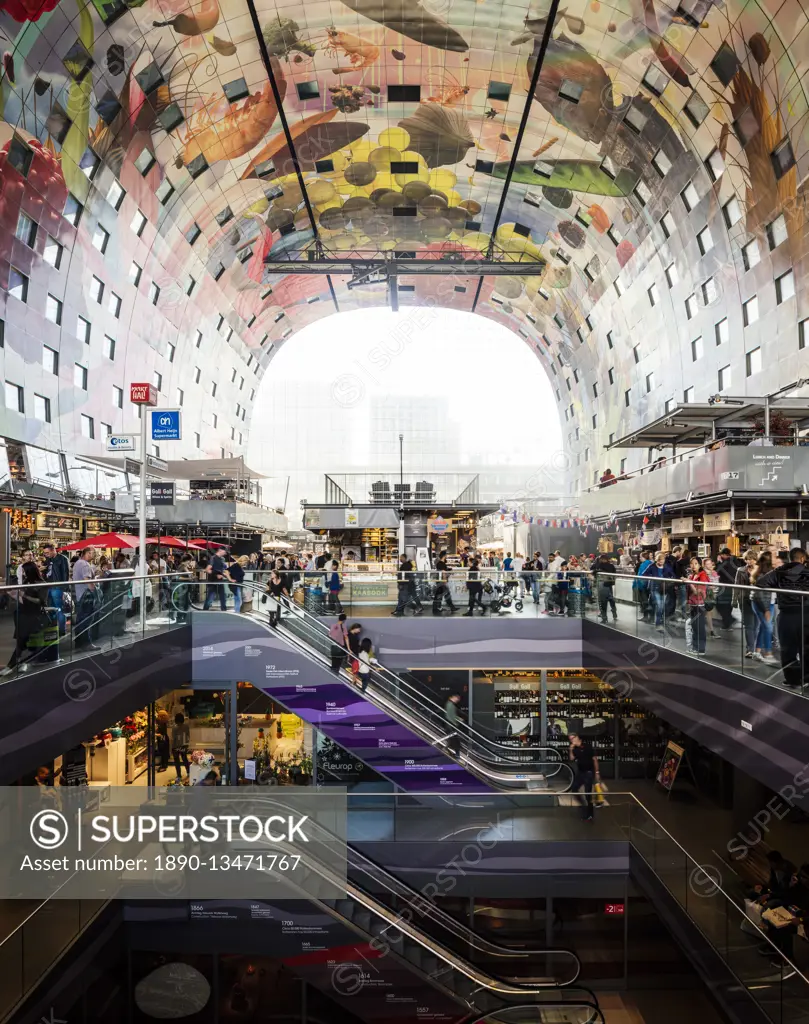 Interior of Markthal, Westnieuwland, Rotterdam, Netherlands, Europe