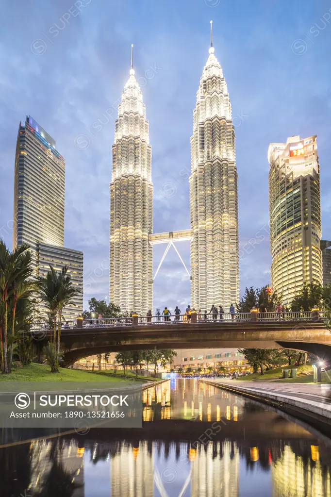 Petronas Twin Towers at night, Kuala Lumpur, Malaysia, Southeast Asia, Asia