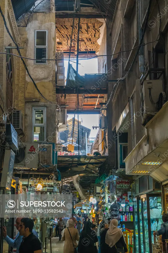 Multi-storied section of main Tehran Bazaar, Tehran, Iran, Middle East