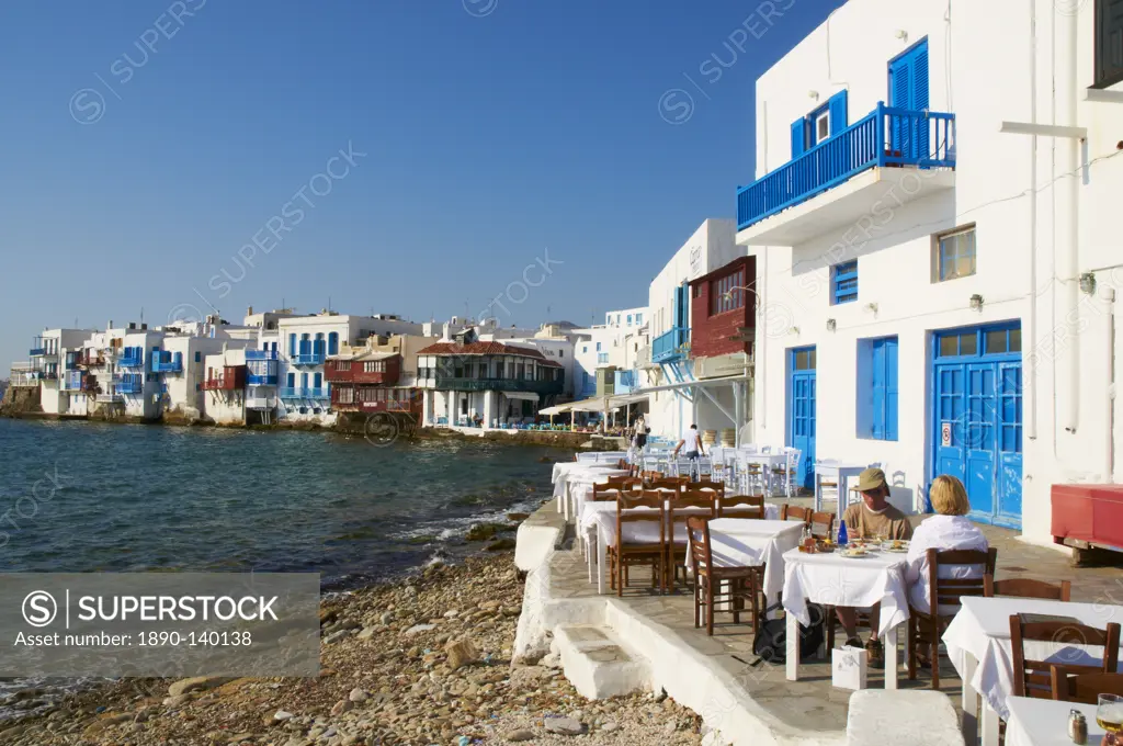 Ancient district of Alefkandra Little Venice, Mykonos, Cyclades, Greek Islands, Greece, Europe