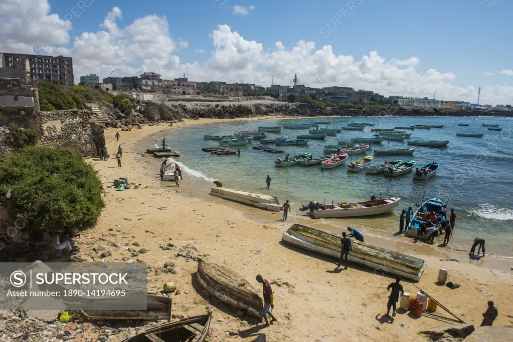 View over the old Italian harbour of Mogadishu, Somalia, Africa