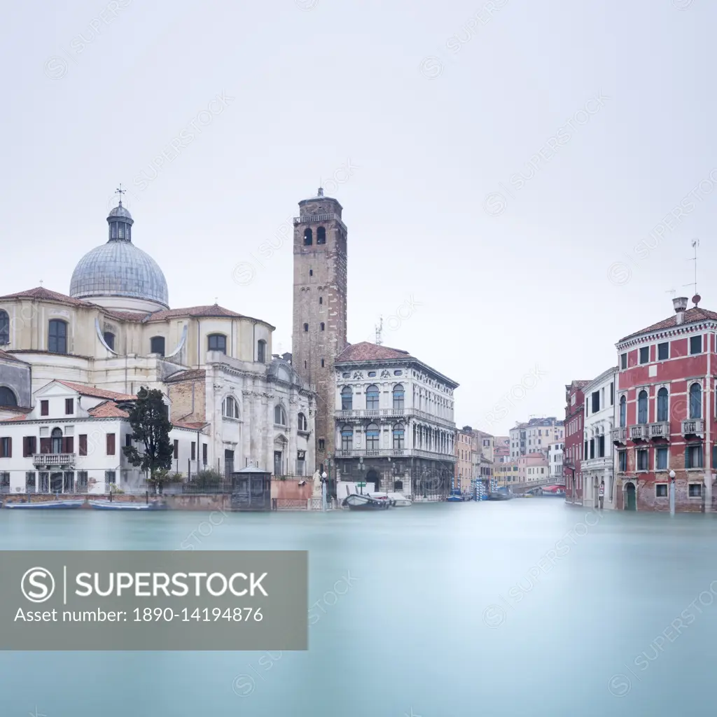 Long exposure image of buildings on the Grand Canal, Venice, UNESCO World Heritage Site, Veneto, Italy, Europe