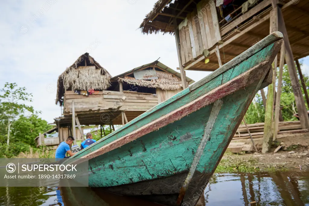 Low angle shot of Riverboat in Nanay River, near Iquitos, Peru, South America