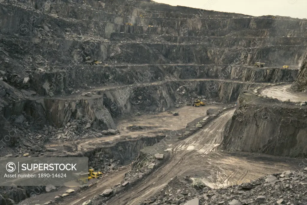 Penrhyn quarry, the largest slate quarry in Wales, Bethesda, Snowdonia, North Wales, Wales, United Kingdom, Europe