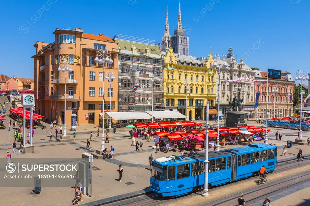 View of Ban Jelacic Square, Zagreb, Croatia, Europe