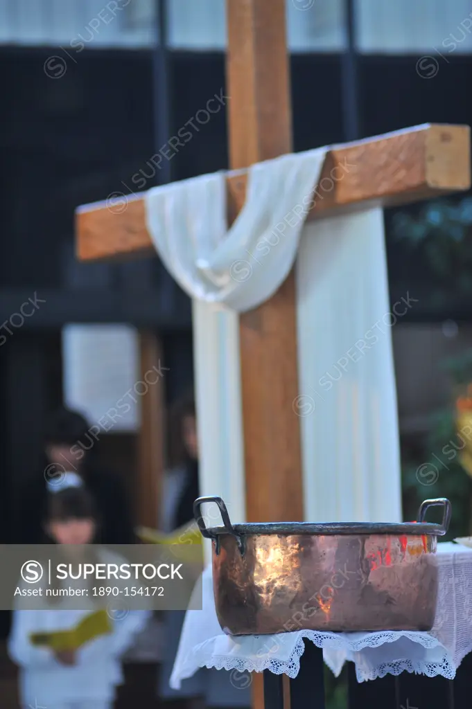 Easter Sunday celebration with baptisms, Paris, France, Europe