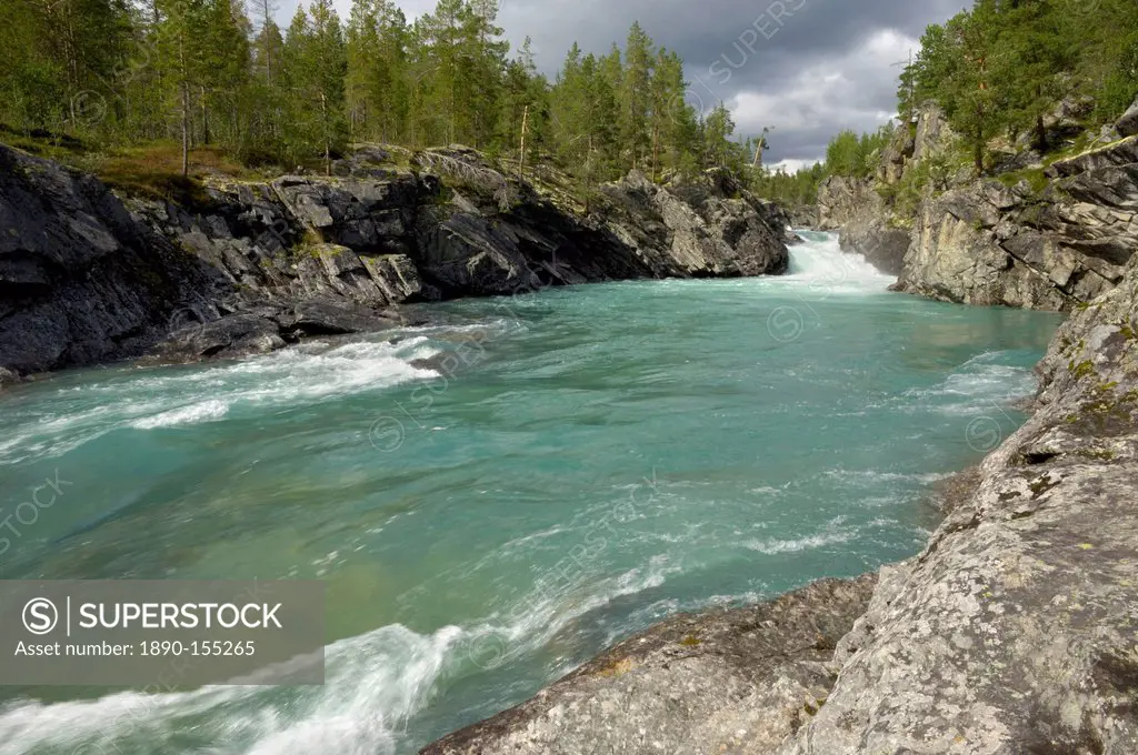 Pollfoss waterfall, Otta River, Oppland, Norway, Scandinavia, Europe