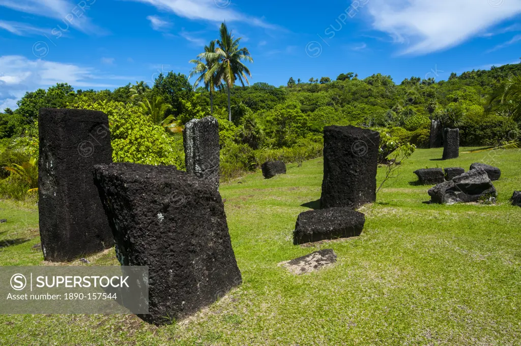 Basalt monoliths known as Badrulchau, Island of Babeldoab, Palau, Central Pacific, Pacific