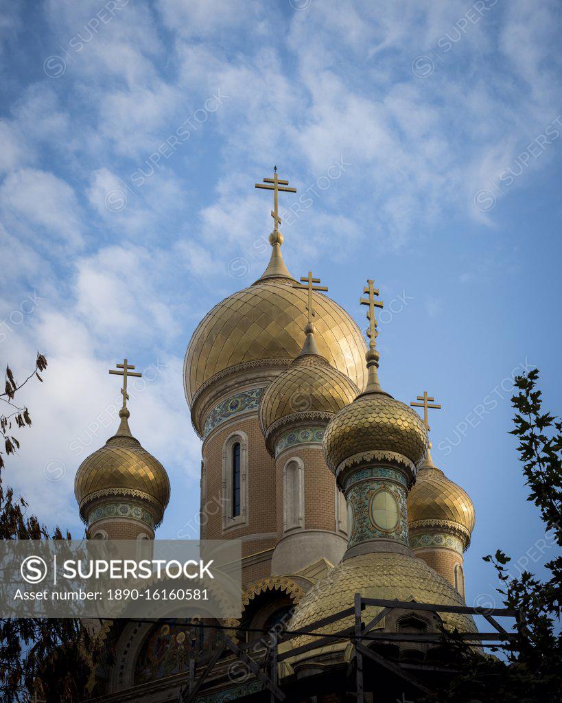 Orthodox Church domes and steeples, Bucharest, Romania, Europe - SuperStock