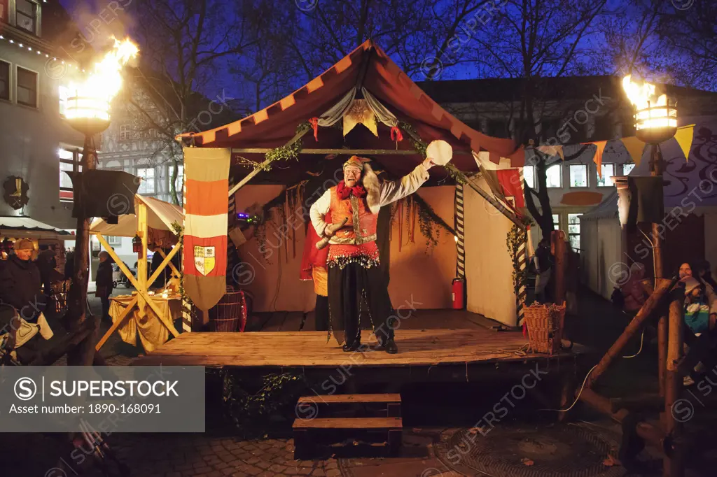 Juggler at the Medieval Market at the Christmas Fair, Esslingen, Baden Wurttemberg, Germany, Europe