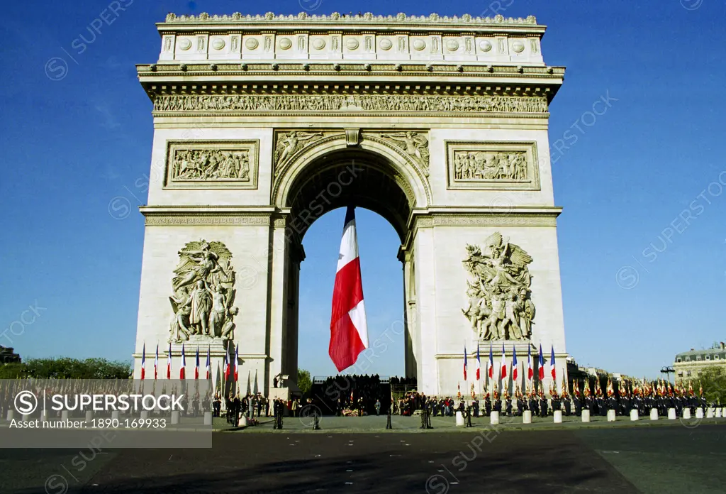 Veterans Parade for Remembrance Day at the Arc de Triomphe in Paris, France