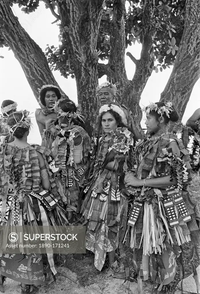 Local people in costume at cultural event in Tuvalu, South Pacific