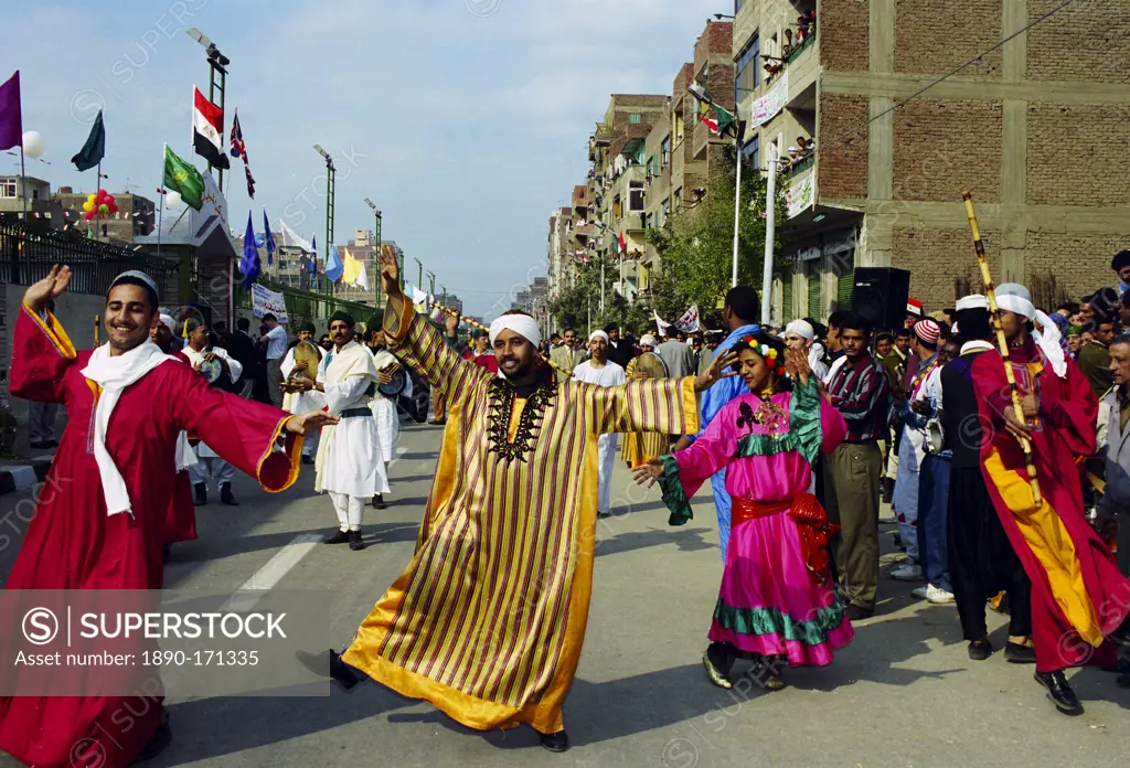 Dancers taking part in a cultural display in Cairo, Egypt