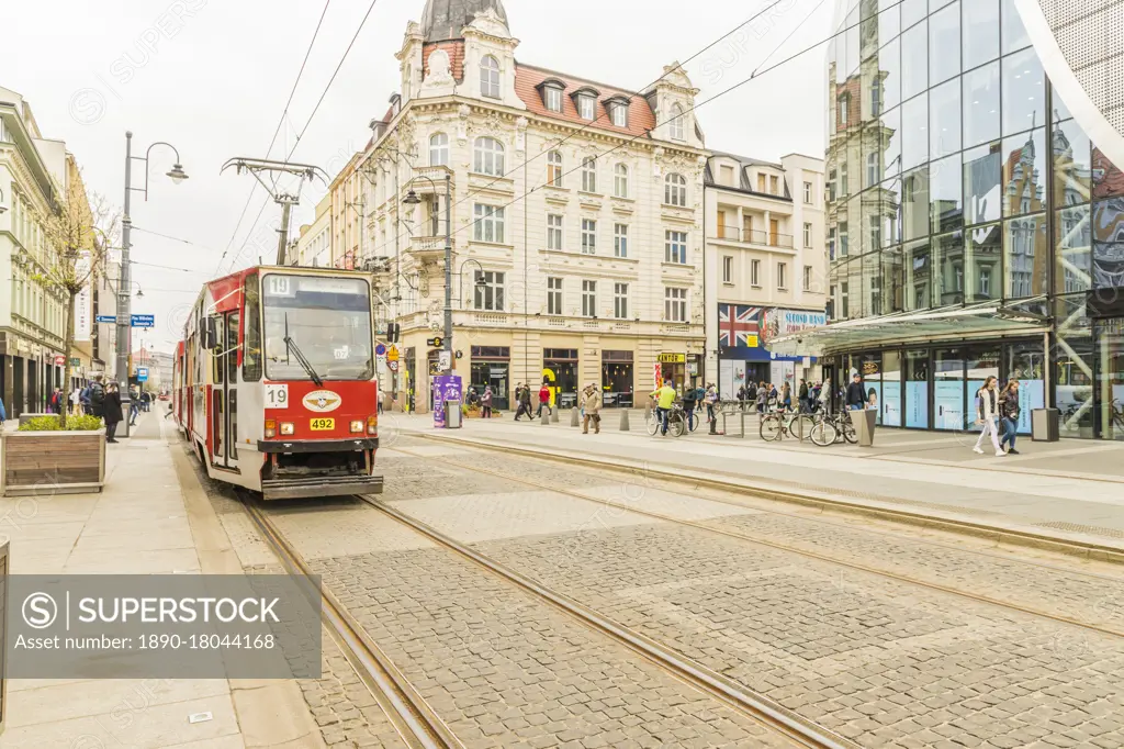 A tram in Katowice, Silesian, Poland, Europe