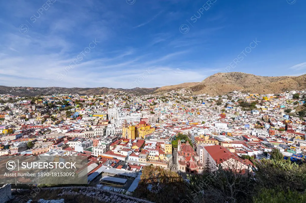 View over the UNESCO World Heritage Site, Guanajuato, Mexico, North America