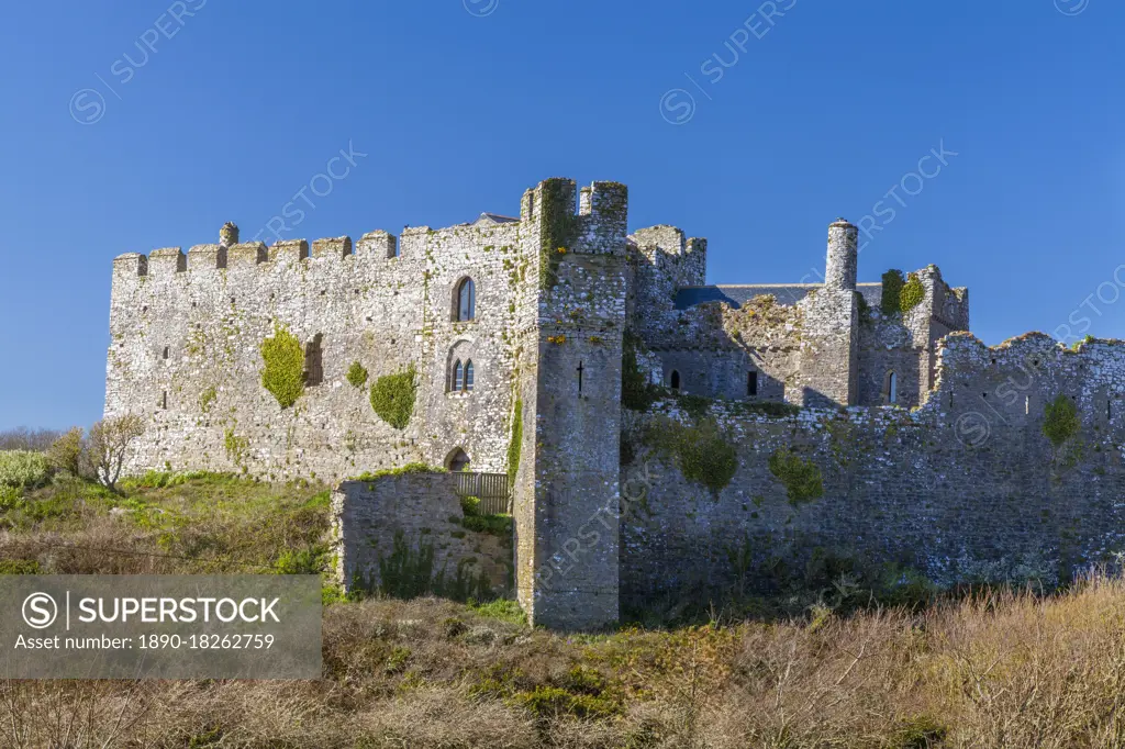 Manorbier Castle, Pembrokeshire, Wales, United Kingdom, Europe