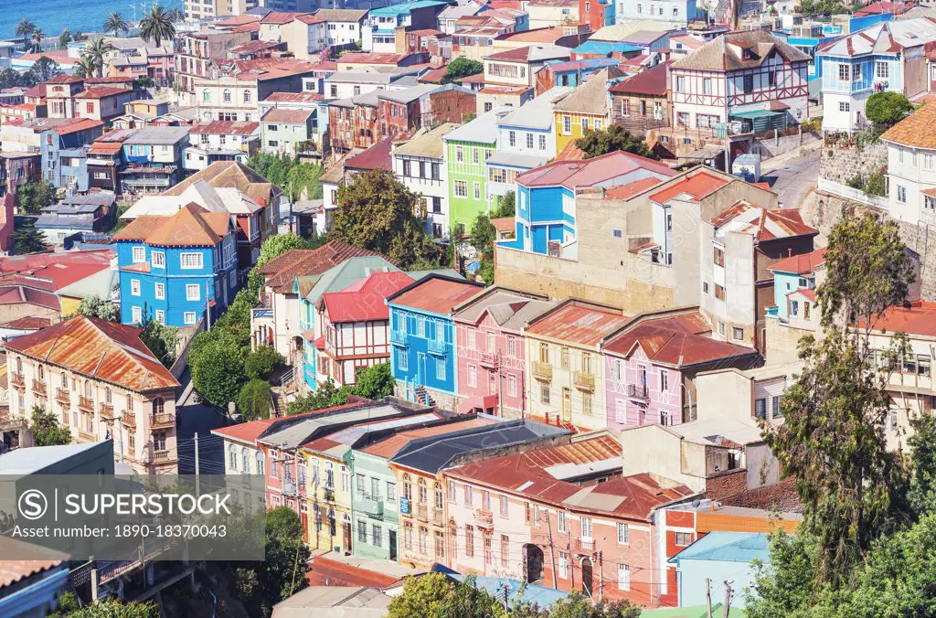 Traditional houses, historic district, Valparaiso, Chile, South America