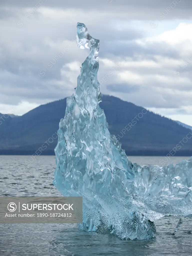 Detail of ice calved from the Leconte Glacier but stranded on a terminal moraine, Petersburg, Southeast Alaska, United States of America, North America