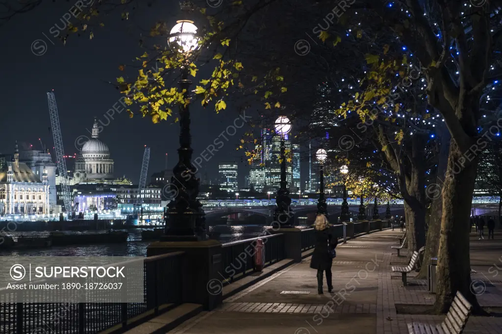 South Bank at night, London, England, United Kingdom, Europe