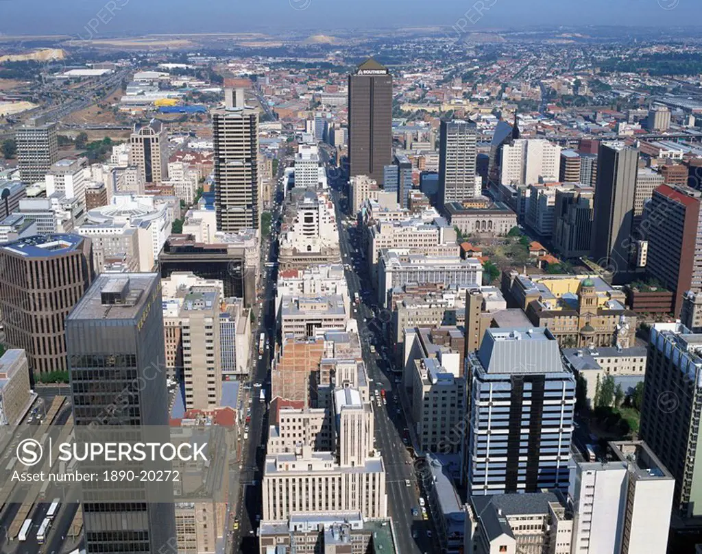 Aerial view over central Johannesburg, Transvaal, South Africa, Africa