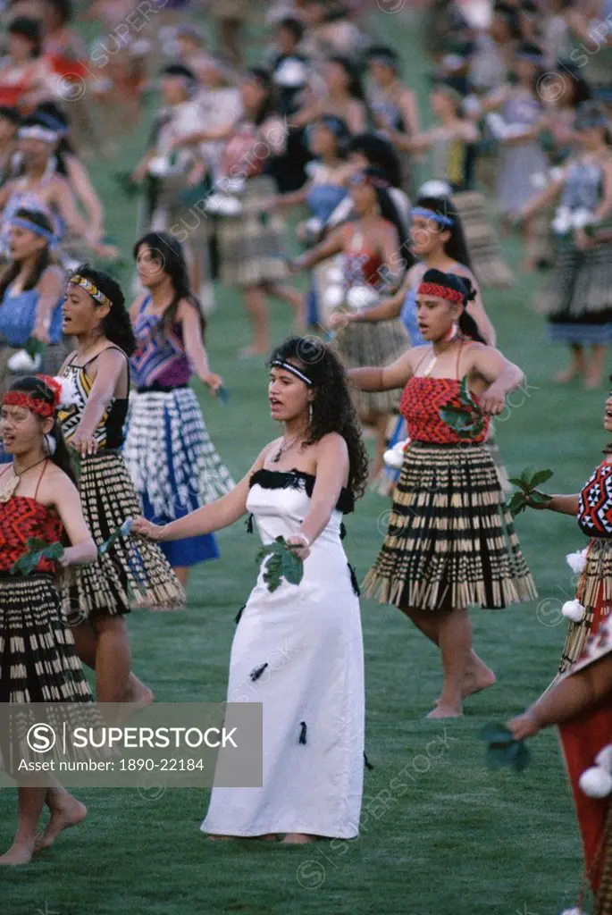 Maoris perform traditional action songs, Auckland, North Island, New Zealand, Pacific