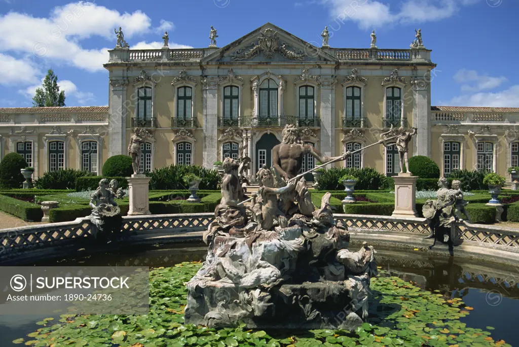 Fountain in front of the Queluz Palace in Lisbon, Portugal, Europe