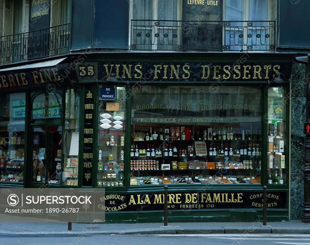 Wine shop facade, Paris, France, Europe