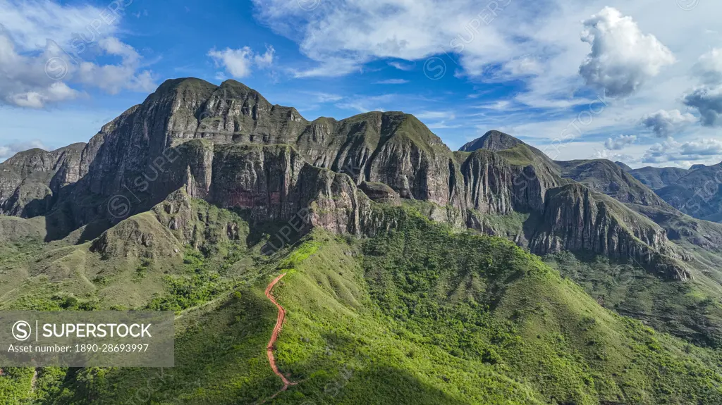 Aerial of the mountains around Samaipata Santa Cruz department