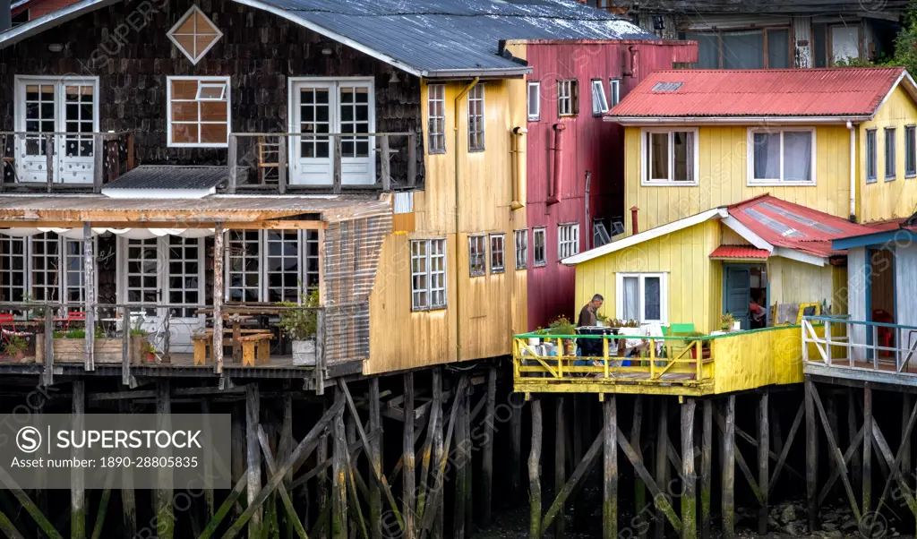 Colourful houses in Castro, Chile, South America