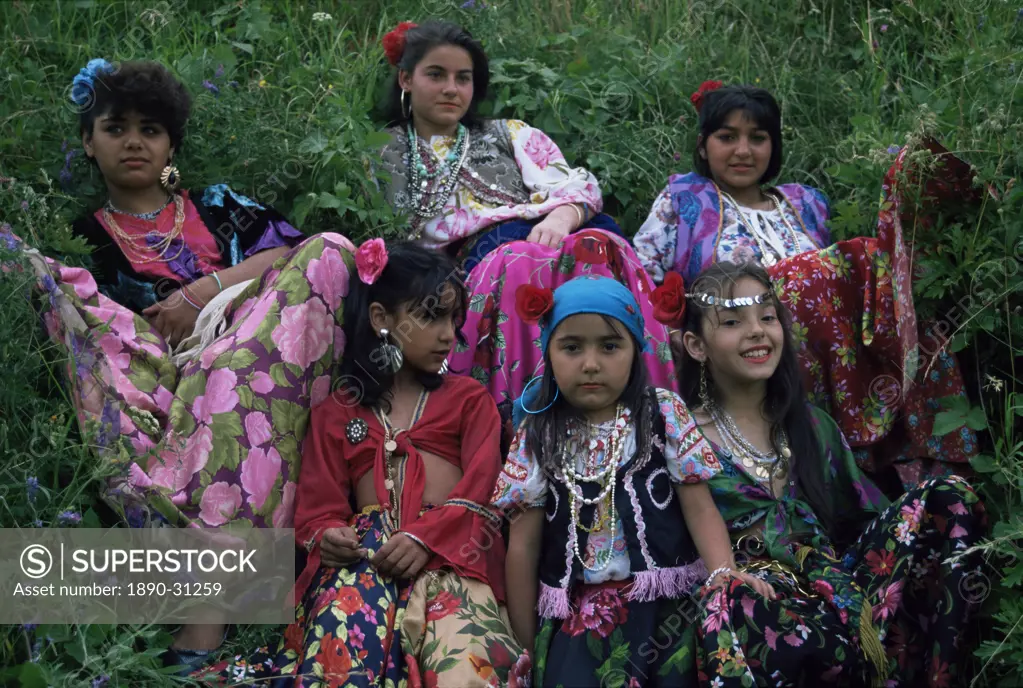 Gypsy girls at Gypsy festival, Brno, Czech Republic, Europe