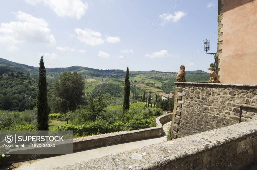 The Villa Vignamaggio, used in film Much Ado About Nothing, a wine producer whose wines were the first to be called Chianti, near Greve, Chianti, Tusc...