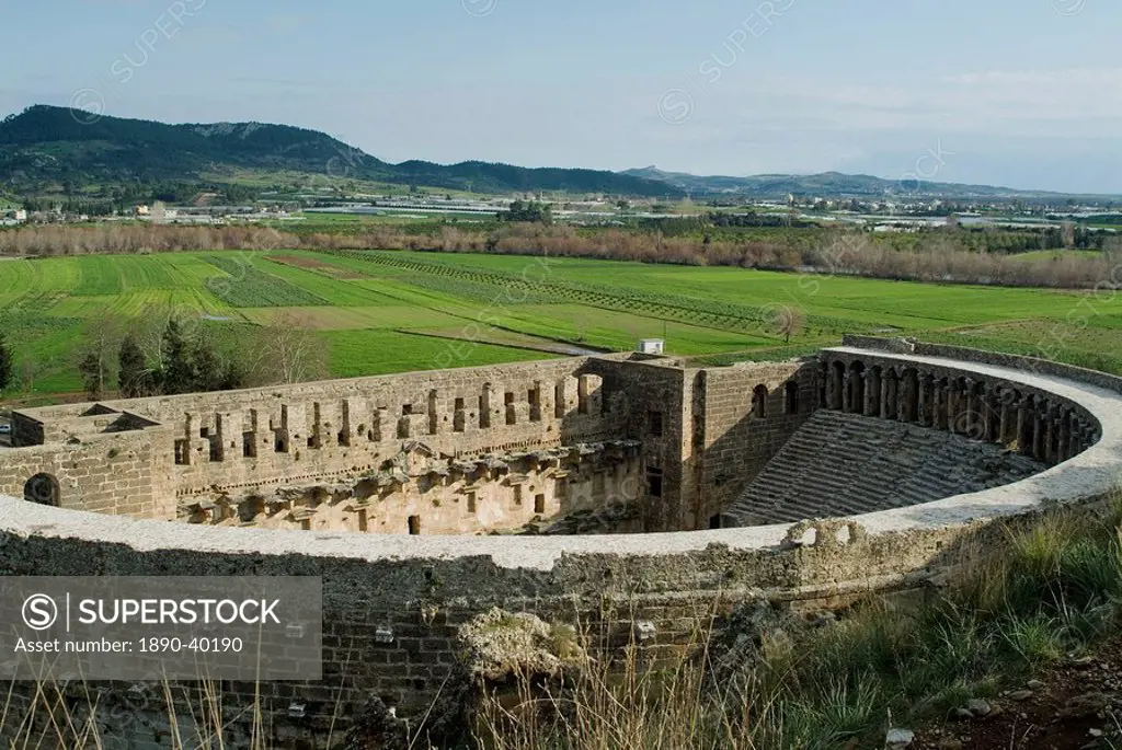 Roman amphitheatre, Aspendos, Anatolia, Turkey, Asia Minor, Eurasia