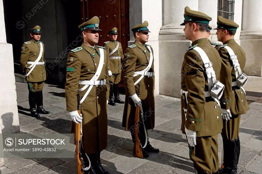 Changing of the Guard, La Moneda Palace, Santiago, Chile, South America